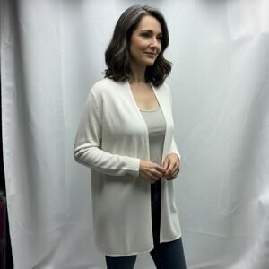 State Cashmere Women’s Open Front Cashmere Cardigan Sweater Undyed White M